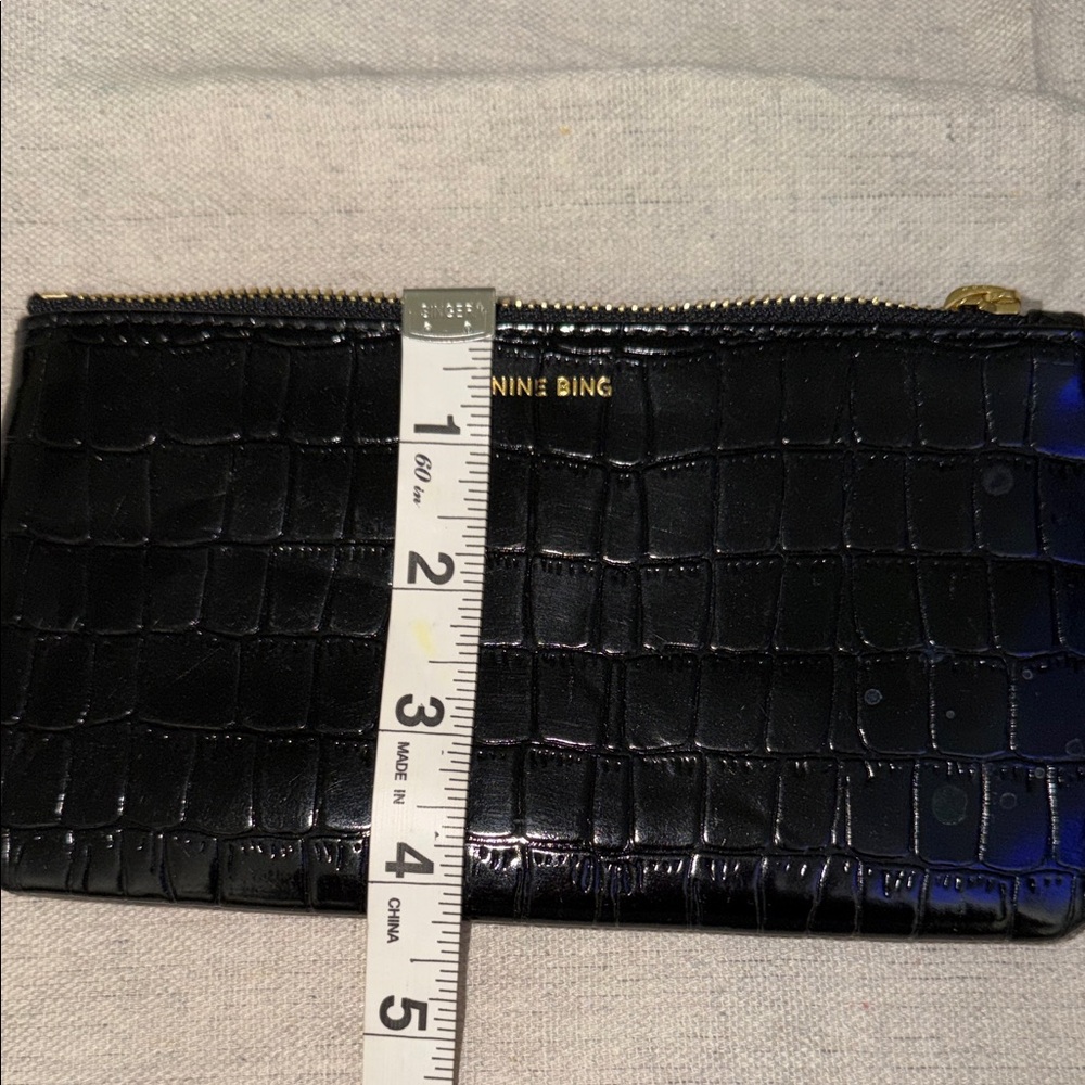 Anine Bing Black Croc-Embossed Zip Card Wallet - Picture 9 of 9